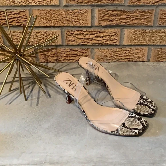 Zara Snakeskin and Clear Heels - Picture 2 of 8